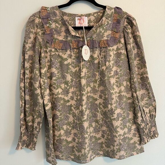Victoria Dunn Ophelia Blouse Floral Peasant Style Top NWT - Picture 2 of 7
